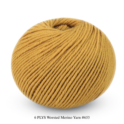6 PLYS Worsted Merino Yarn