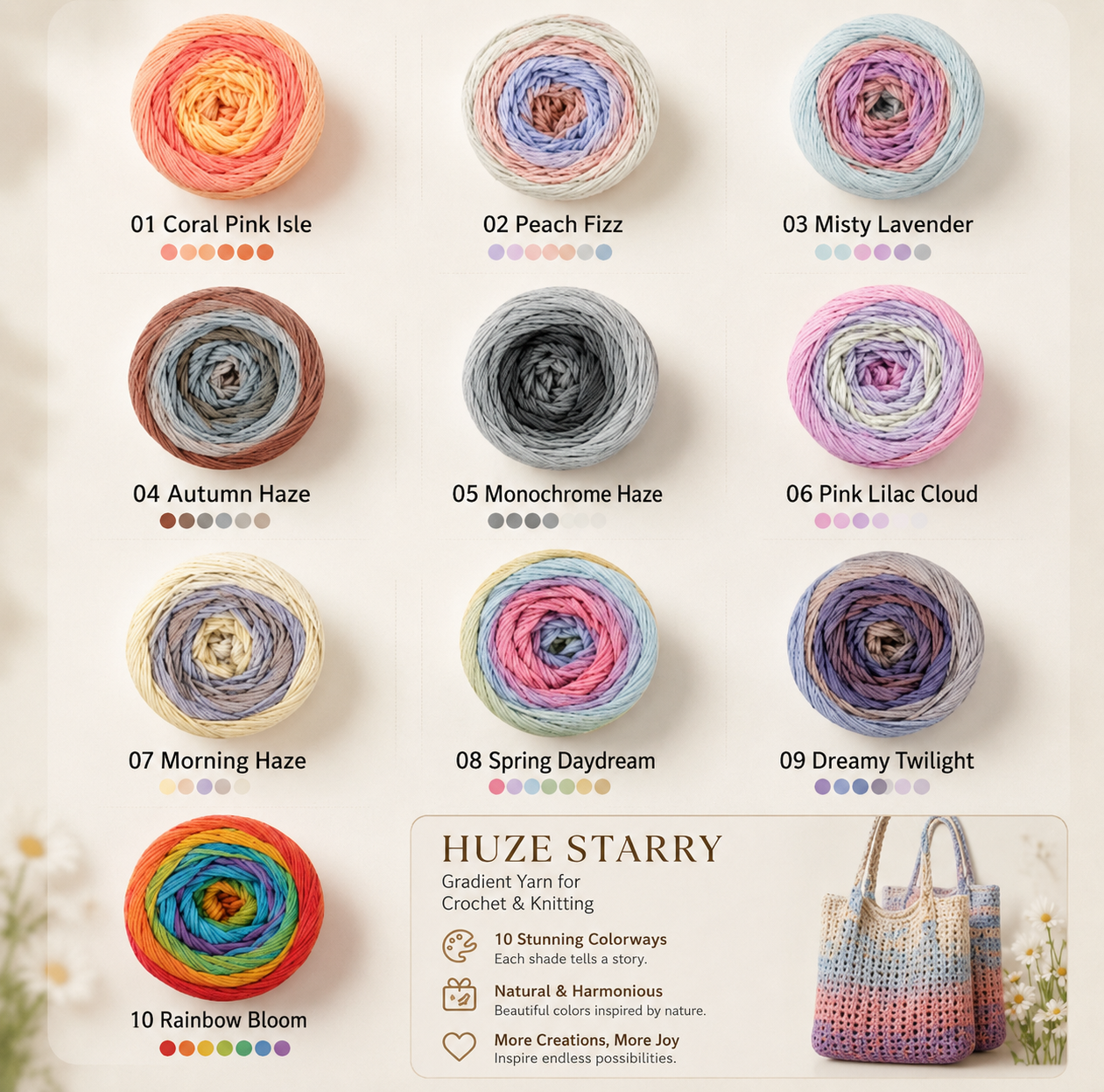 Starry 1.5mm Combed Hollow Gradien Yarn